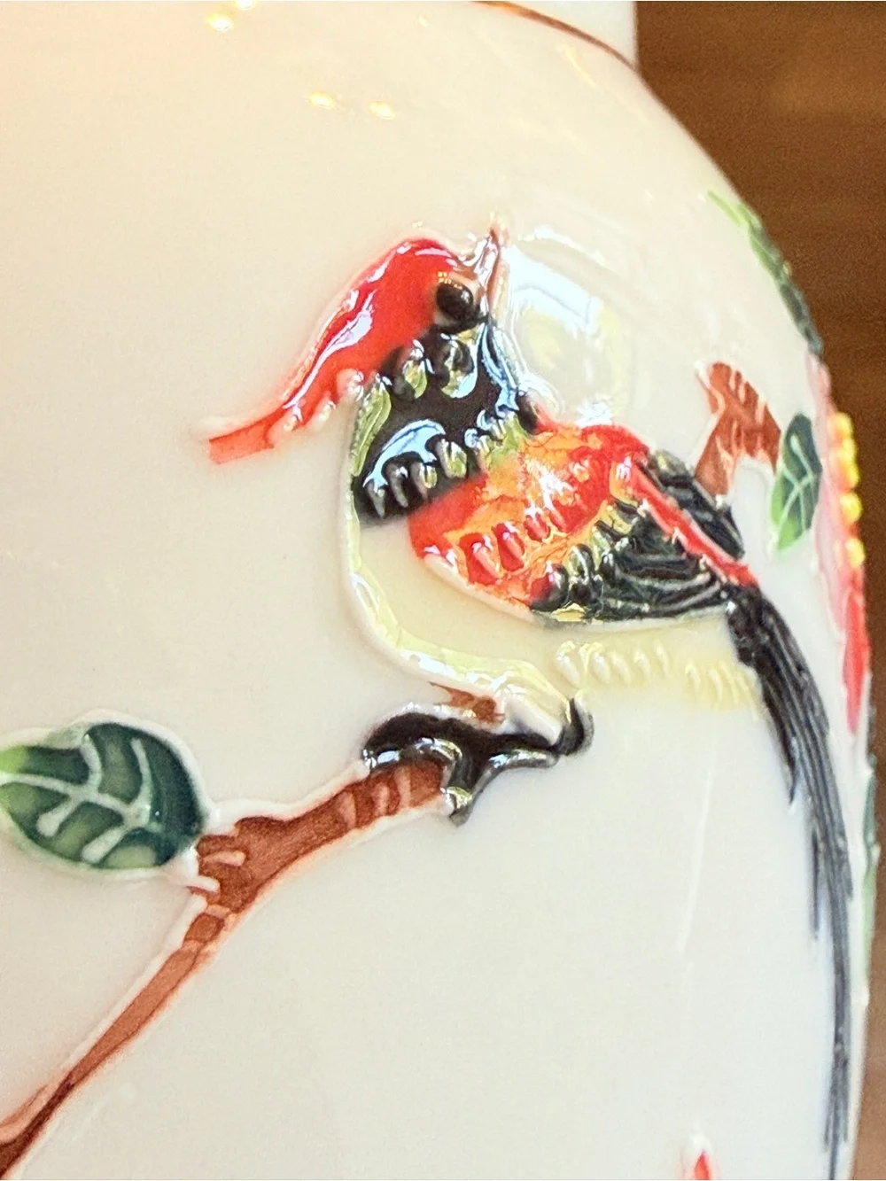 Vintage Teavana Sky-Bird fine Porcelain Tea Canister with Hand-Painted Bird